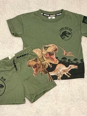 Olive Green Jurassic World Tee & Shorts Set (18 Months)
